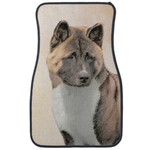 Akita Painting - Cute Original Dog Art Car Floor Mat