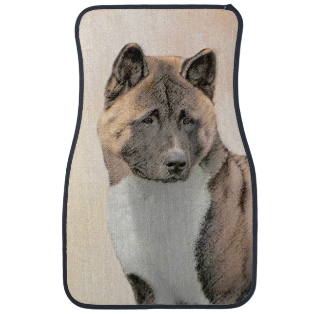 Akita Painting - Cute Original Dog Art Car Floor Mat (Front)