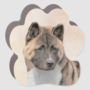 Akita Painting - Cute Original Dog Art Car Magnet