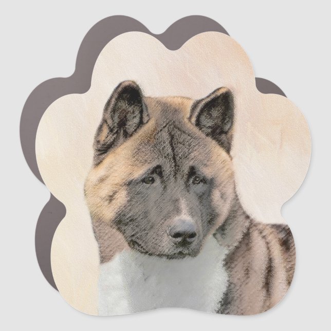Akita Painting - Cute Original Dog Art Car Magnet (Front)