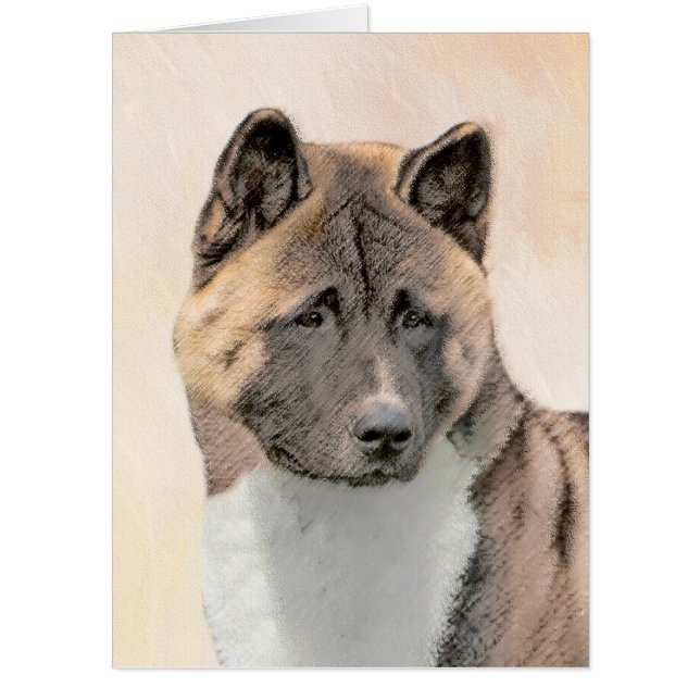 Akita Painting - Cute Original Dog Art Card (Front)