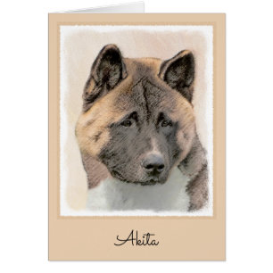 Akita Painting - Cute Original Dog Art Cards
