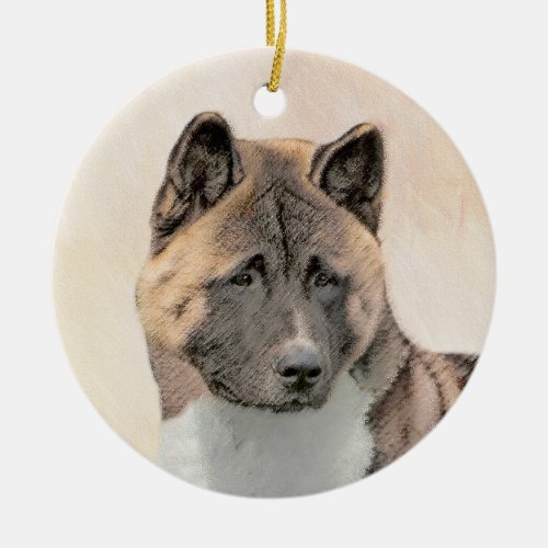 Akita Painting _ Cute Original Dog Art Ceramic Ornament