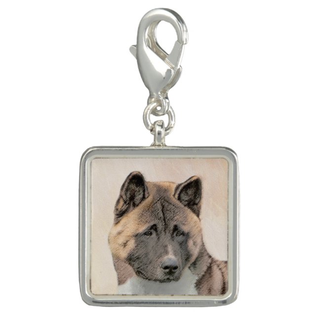 Akita Painting - Cute Original Dog Art Charm (Front)