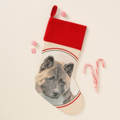 Akita Painting _ Cute Original Dog Art Christmas Stocking