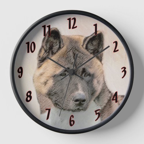 Akita Painting _ Cute Original Dog Art Clock
