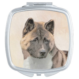 Akita Painting - Cute Original Dog Art Compact Mirror