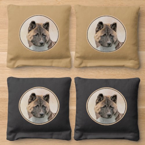 Akita Painting _ Cute Original Dog Art Cornhole Bags