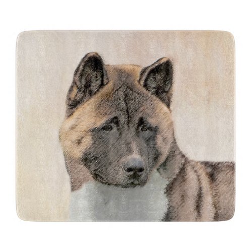 Akita Painting _ Cute Original Dog Art Cutting Board
