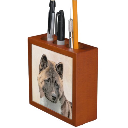 Akita Painting _ Cute Original Dog Art Desk Organizer