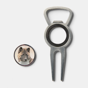 Akita Painting - Cute Original Dog Art Divot Tool