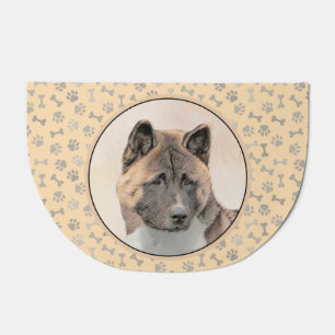Akita Painting - Cute Original Dog Art Doormat