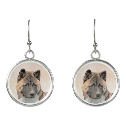 Akita Painting _ Cute Original Dog Art Earrings