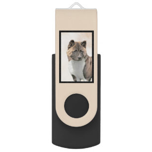 Akita Painting - Cute Original Dog Art Flash Drive