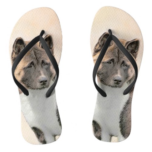 Akita Painting _ Cute Original Dog Art Flip Flops