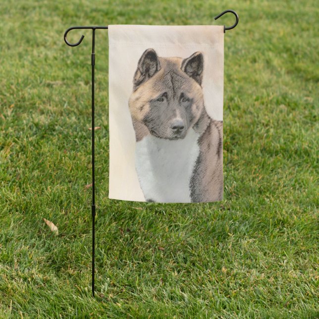 Akita Painting - Cute Original Dog Art Garden Flag (In SItu)