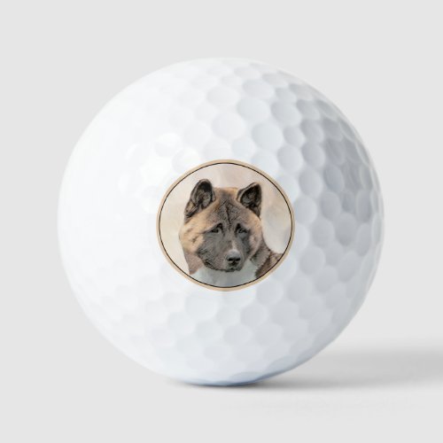 Akita Painting _ Cute Original Dog Art Golf Balls