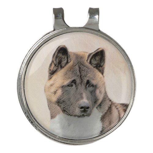 Akita Painting _ Cute Original Dog Art Golf Hat Clip