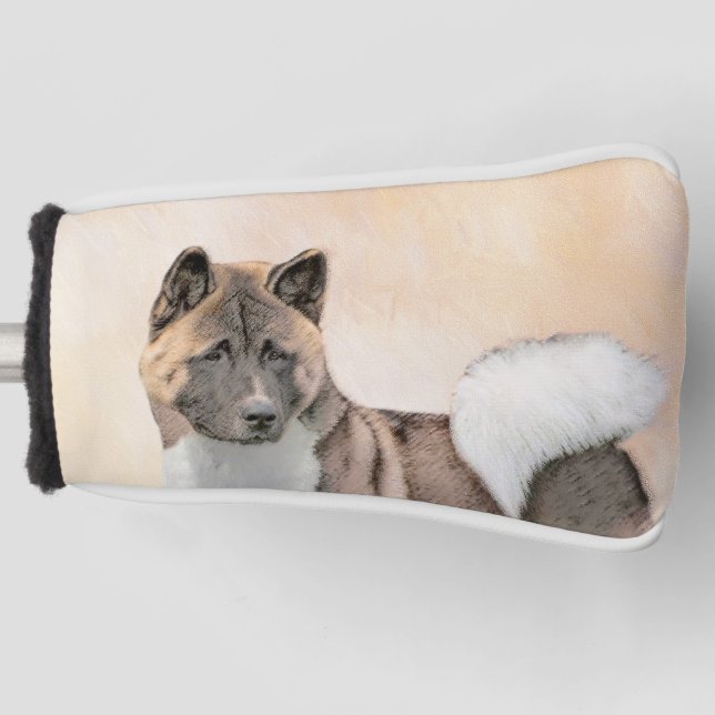 Akita Painting - Cute Original Dog Art Golf Head Cover (Front)