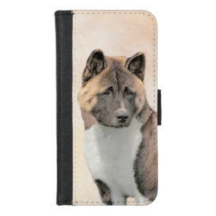 Akita Painting - Cute Original Dog Art iPhone 8/7 Wallet Case