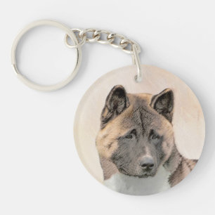 Akita Painting - Cute Original Dog Art Keychain
