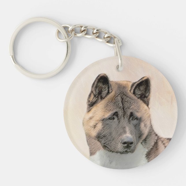 Akita Painting - Cute Original Dog Art Keychain (Front)