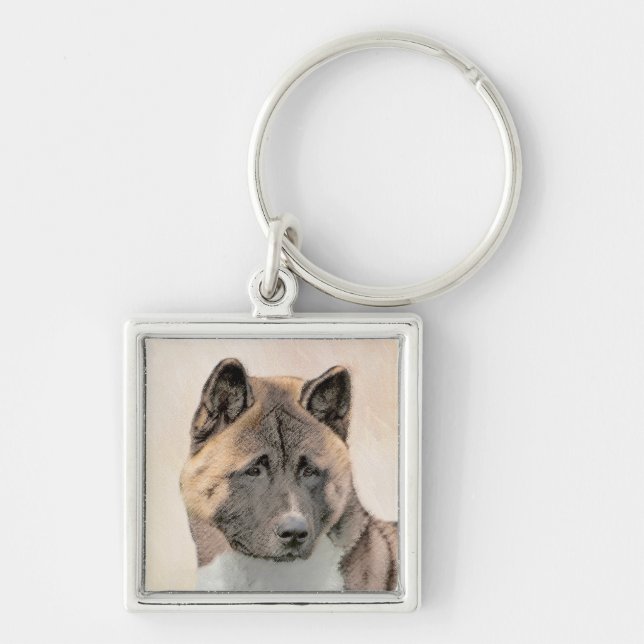 Akita Painting - Cute Original Dog Art Keychain (Front)