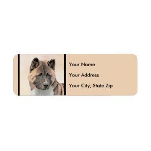 Akita Painting - Cute Original Dog Art Label