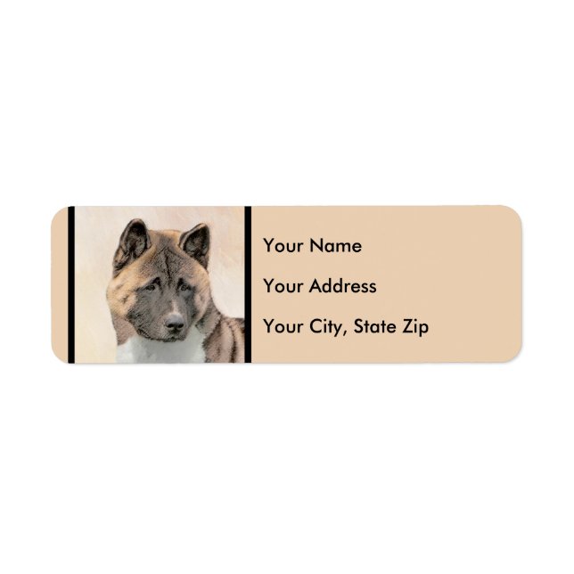 Akita Painting - Cute Original Dog Art Label (Front)