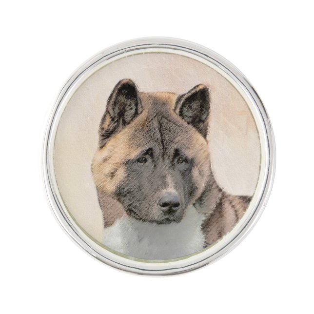 Akita Painting - Cute Original Dog Art Lapel Pin (Front)