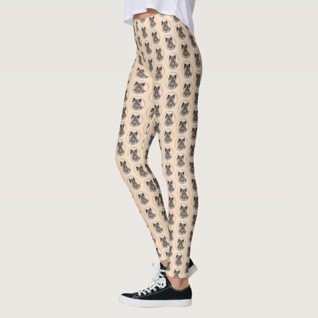 Akita Painting - Cute Original Dog Art Leggings (Left)