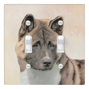 Akita Painting - Cute Original Dog Art Light Switch Cover