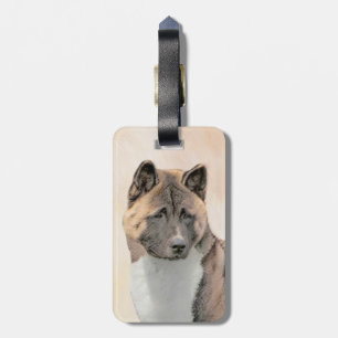 Akita Painting - Cute Original Dog Art Luggage Tag