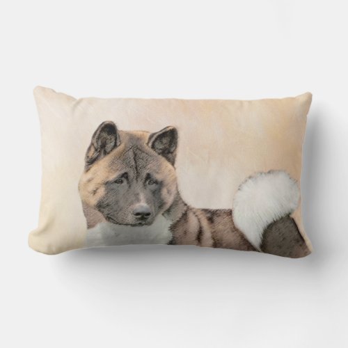Akita Painting _ Cute Original Dog Art Lumbar Pillow