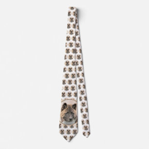 Akita Painting - Cute Original Dog Art Neck Tie