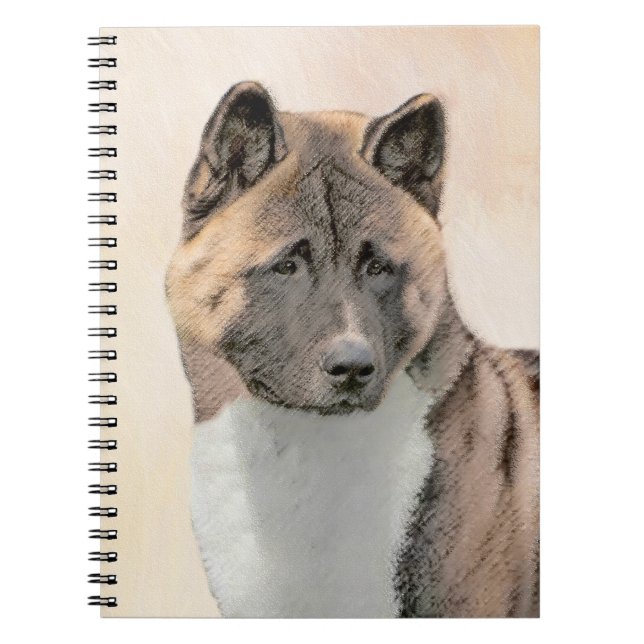 Akita Painting - Cute Original Dog Art Notebook (Front)