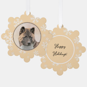 Akita Painting - Cute Original Dog Art Ornament Card