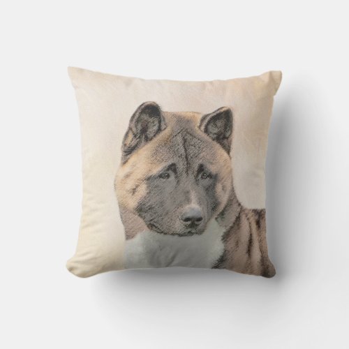 Akita Painting _ Cute Original Dog Art Outdoor Pillow