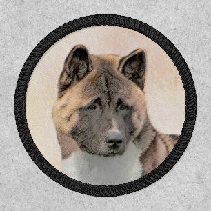 Akita Painting - Cute Original Dog Art Patch