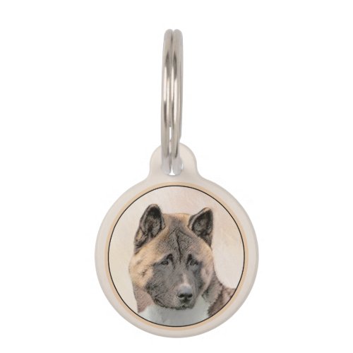 Akita Painting _ Cute Original Dog Art Pet ID Tag