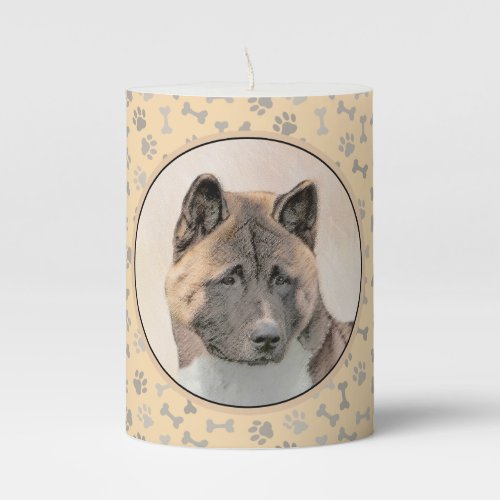 Akita Painting _ Cute Original Dog Art Pillar Candle