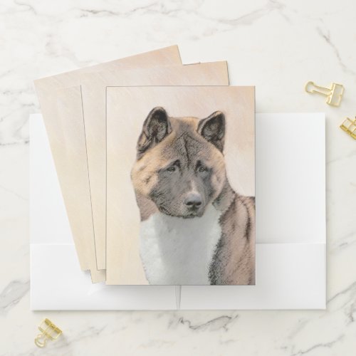 Akita Painting _ Cute Original Dog Art Pocket Folder