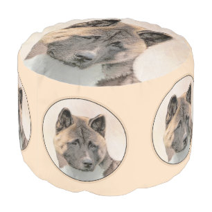 Akita Painting - Cute Original Dog Art Pouf