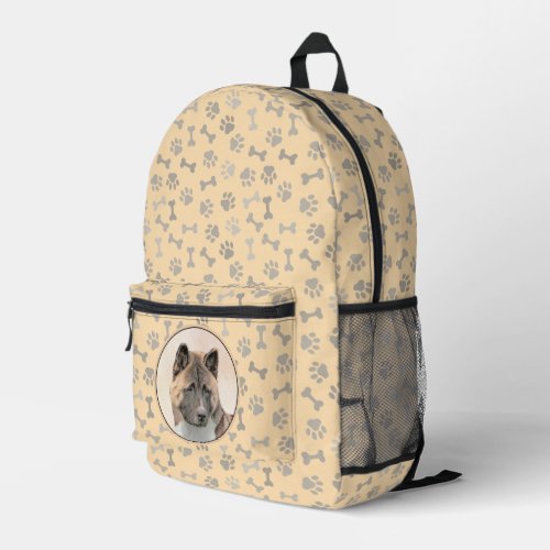 Akita Painting _ Cute Original Dog Art Printed Backpack
