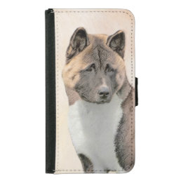 Akita Painting - Cute Original Dog Art Samsung Galaxy S5 Wallet Case