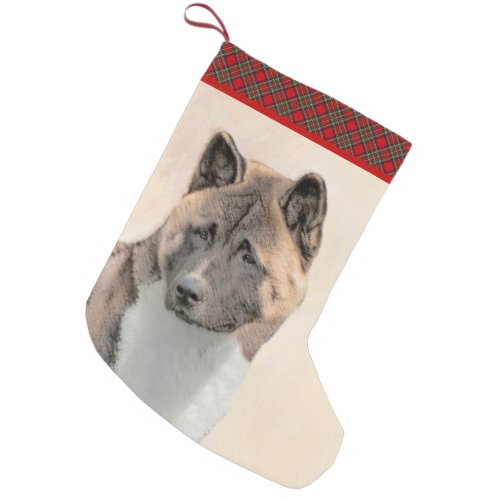 Akita Painting _ Cute Original Dog Art Small Christmas Stocking