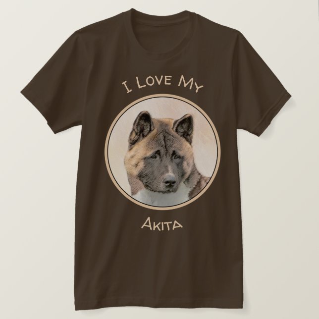 Akita Painting - Cute Original Dog Art T-Shirt (Design Front)