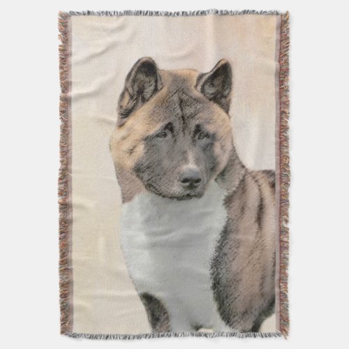 Akita Painting _ Cute Original Dog Art Throw Blanket