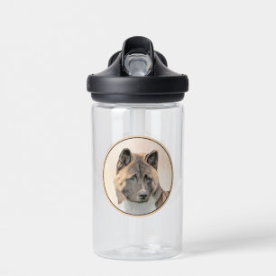 Akita Painting - Cute Original Dog Art Water Bottle