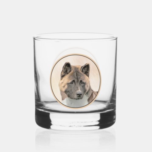 Akita Painting _ Cute Original Dog Art Whiskey Glass